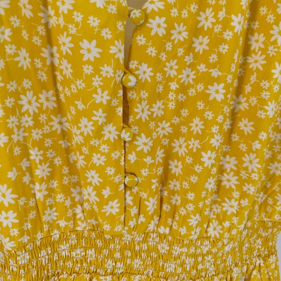 Collective Concepts Long Sleeve Button Front Floral Print Dress Yellow Floral XL - Picture 6 of 13